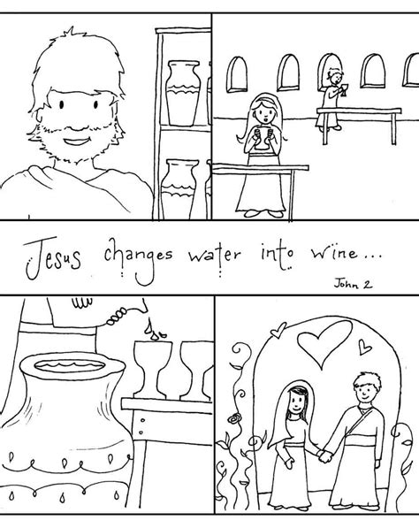 jesus turns water  wine coloring pages