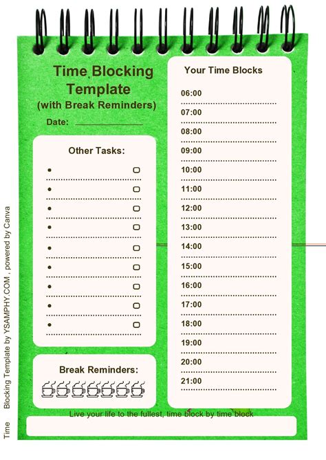 time box template time block template printable  vtirnet
