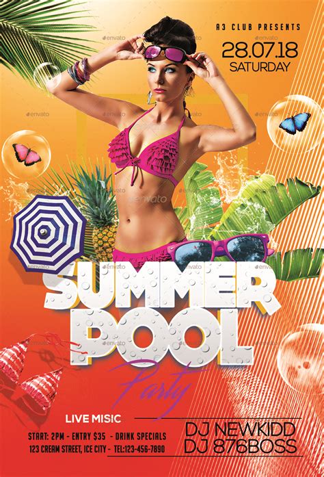 summer pool party flyer print templates graphicriver