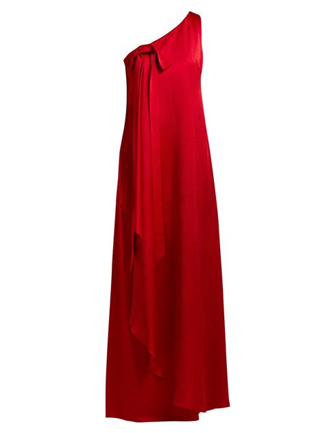 one shoulder hammered silk gown valentino