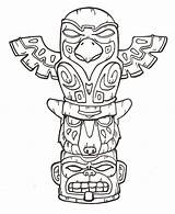 Totem Pole Coloring Poles Pages Native American Drawing Easy Craft Drawings Template Printable Tattoo Totems Wolf Animal Color Symbols Di sketch template