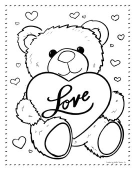 valentines day teddy bear coloring sheet    teacher