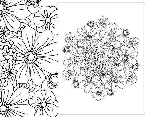flower coloring page floral adult coloring page digital