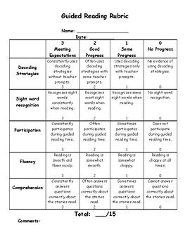 guided reading rubric   fabulous   tpt