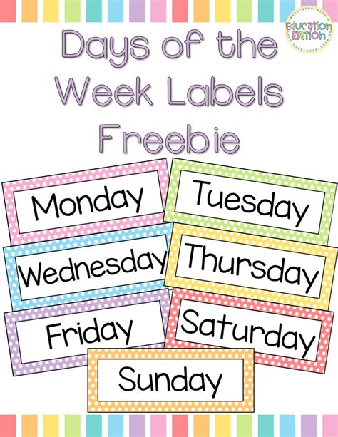 days   week labels  printable