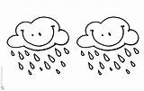 Coloring Raindrops Clouds Smile Raindrop Pages Kids Printable Color sketch template