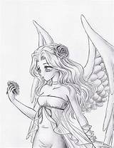 Angel Sketch Drawing Coloring Pages Drawings Angels Anime Fairy Easy Pencil Sketches Ange Draw Wings Demon Deviantart Manga Devil Dark sketch template