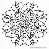 Mandala Coloring Flower Pages Printable Simple Geometry Mandalas Patterns Drawing Blade Colouring Abstract Rose Easy Color Floral Kids Nature Geometric sketch template