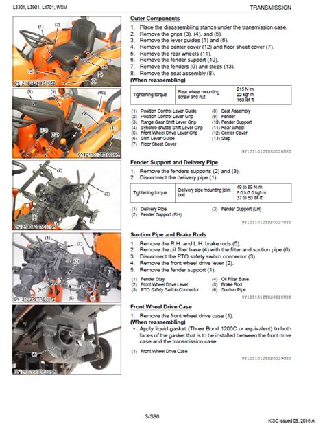 heavy equipment parts attachments kubota    tractor wsm service manual owners