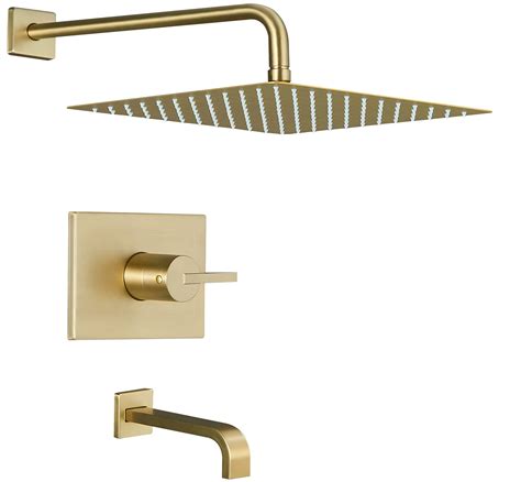 Sooohot Brushed Gold Shower Fixtues Tub And Shower Faucet Set Combo
