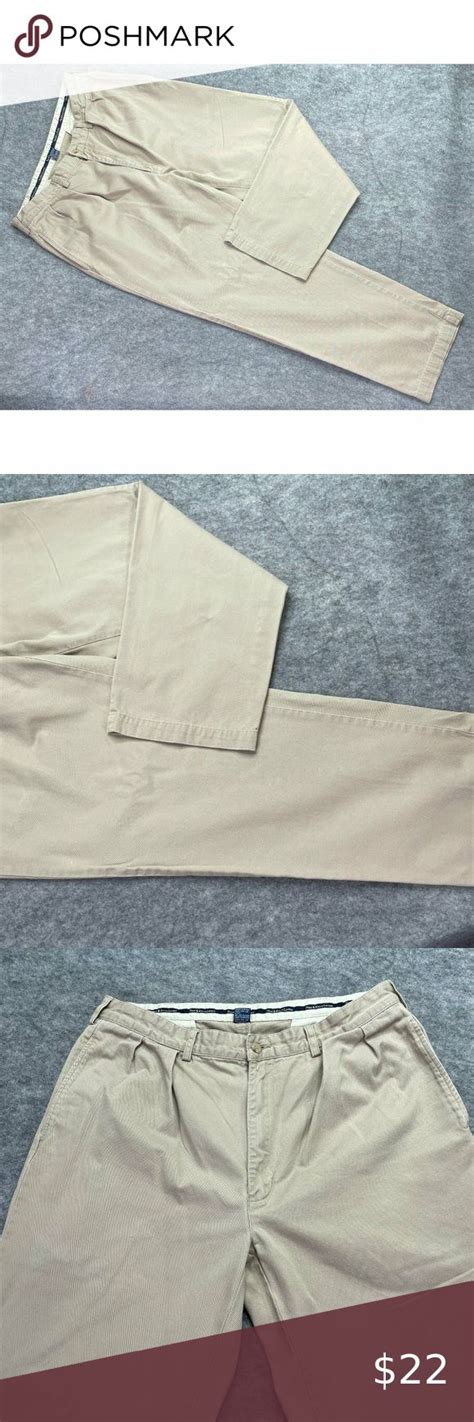 Polo Ralph Lauren Chino Pants Men 36 X 30 Beige Andrew Pleated Cotton
