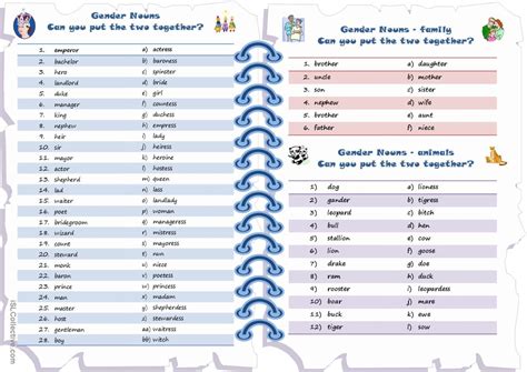 Gender Nouns English Esl Worksheets Pdf And Doc