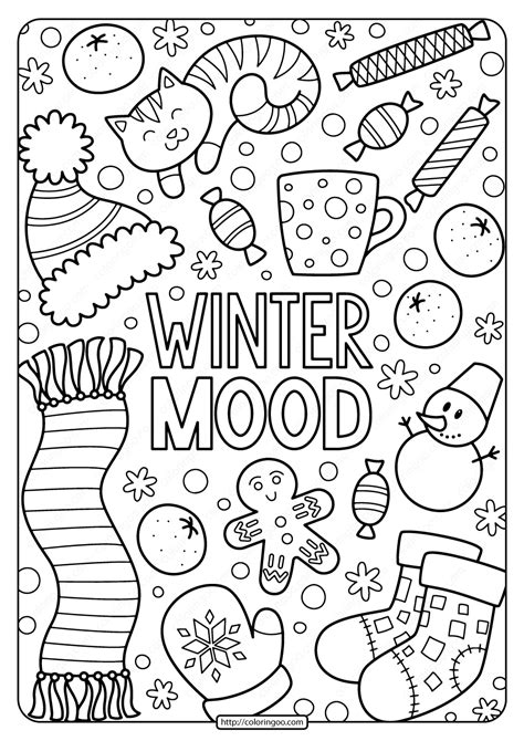 printable winter mood  coloring page