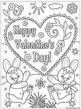 Valentines Coloring Happy Pages Printable Rabbit Info sketch template