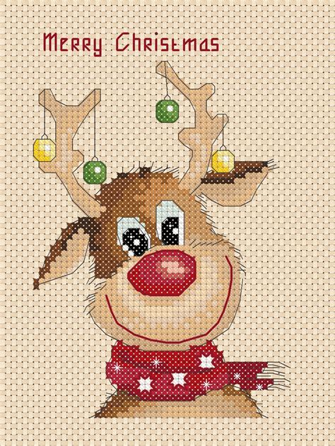 printable  cross stitch chart christmas reindeer ideal size etsy