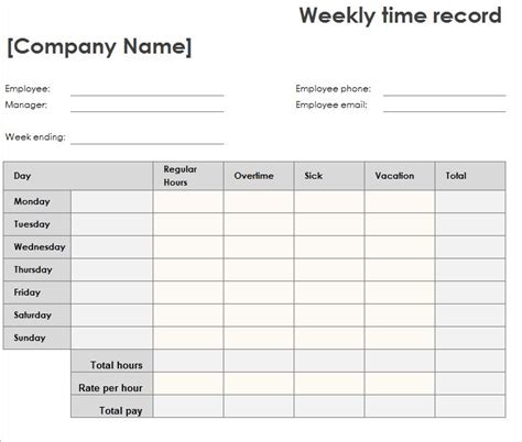 weekly time sheet  excel templates