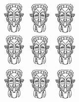 Coloring Masks Africa Adult Pages Identicals Adults African Printable Color sketch template