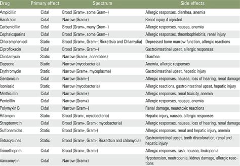 Properties Of Some Common Antibiotics Download Table