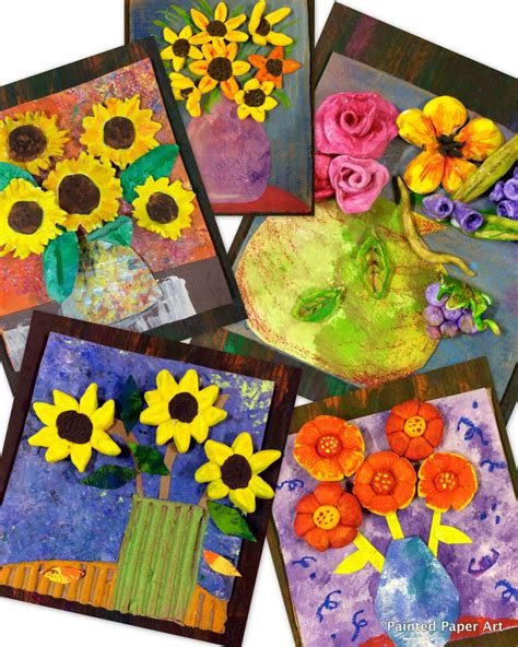 clay flower bouquets painted paper art