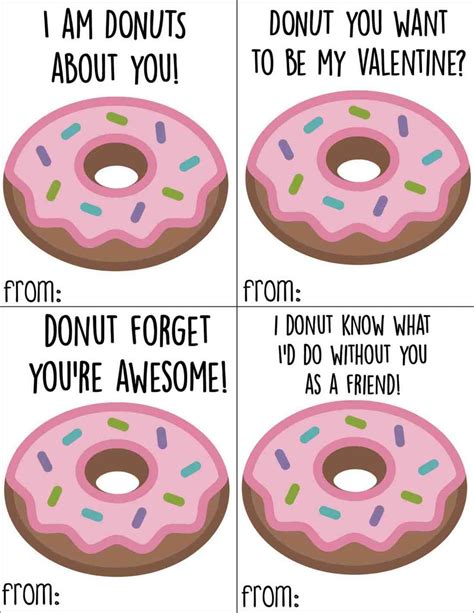 printable donut valentines day cards