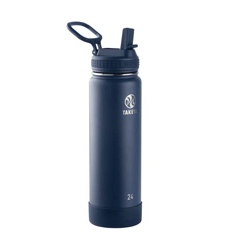 takeya actives stainless steel water bottle wstraw lid oz midnight walmartcom