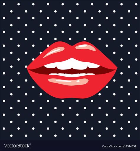red lips on pop art on black background with white