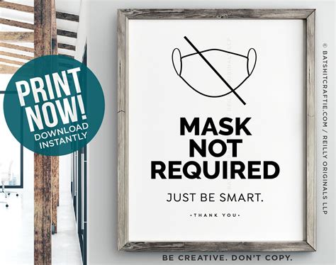 masks  required   smart printable sign modern etsy