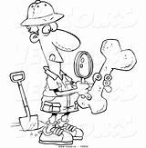Archaeologist Archaeology Coloring Pages Cartoon Drawing Clipart Archeology Bone Male Vector Inspecting Leishman Ron Color Outlined Getdrawings Getcolorings Printable Print sketch template