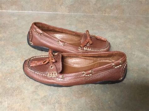 L L Bean Women S Brown Leather Flat Loafers With Tassels Size 6 5m