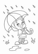 Coloring Raindrop Girl Umbrella Little Avoiding Pages Raindrops Clipart Popular Size Print Library Coloringhome sketch template