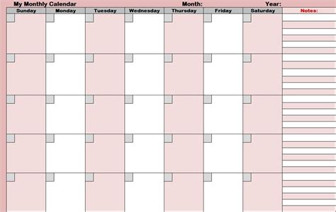 Full Size Blank Printable Calendar Calendar Inspiration