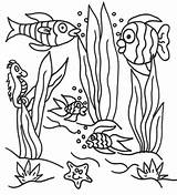Coloring Pages Underwater Sea Under Scene Printable Ocean Colouring Seaweed Drawing Landscape Sheet Easy Clipart Print Animals Color Floor Fish sketch template