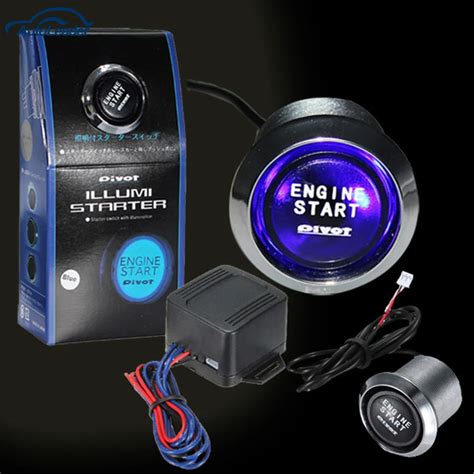 car engine start push button switch ignition starter kit blue led universal  car switches