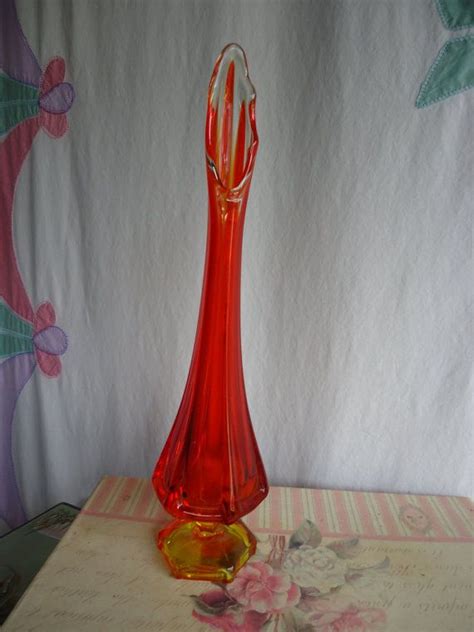 Viking Glass Persimmon Vase Etsy Viking Glass Glass Vase