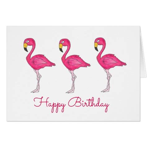 happy birthday pink flamingo flamingos bird card zazzlecom
