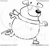Ice Dog Skating Chubby Coloring Clipart Cartoon Outlined Vector Cory Thoman Royalty sketch template