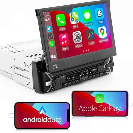 alondy single din car stereo  touchscreen carplay android auto   retractable flip