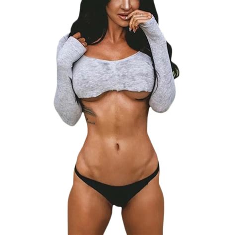 sexy gray  shirt pull  crop tops women slim tee crop tops wrapped