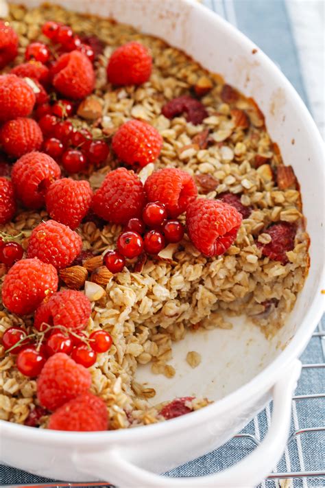 healthy breakfast recipe raspberry almond baked oatmeal furilia