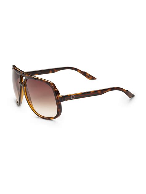 Lyst Gucci Plastic Aviator Sunglasses In Brown For Men