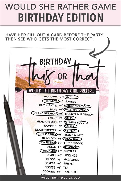 This Or That Women S Birthday Game 106e Birthday Games
