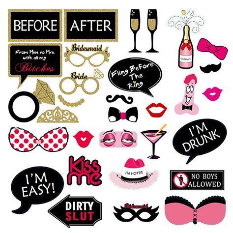 30pcs Lot Bachelorette Party Funny Photo Booth Props Girls Night Out