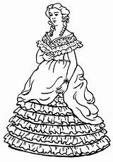 Coloring Dress Pages Beautiful Victorian Fashion Kids Lady Adults Dresses Hubpages Svg Woman Color Style Adult Clothes Book Vintage Openclipart sketch template