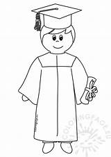 Graduate Boy Student Coloring Cartoon Graduation Coloringpage Eu sketch template