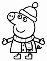 Coloring Peppa Pig Winter Pages Color George Print Topcoloringpages Printable Pigs sketch template
