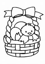 Easter Basket Coloring Pages Printable Chick Eggs sketch template