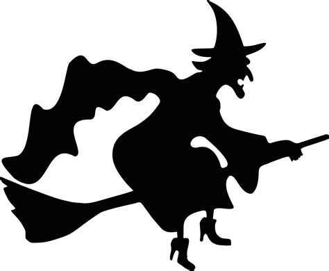 witch flying silhouette  halloween vector clipart illustration