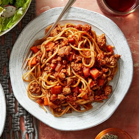 Recipe Spaghetti Bolognese With Butter Lettuce Salad And Creamy Italian