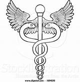Symbol Caduceus Medical Doctor Vector Illustration Atstockillustration Buy sketch template
