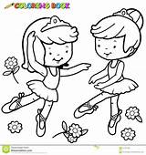 Dancing Coloring Girls Pages Ballerina Girl Outline Dancer Two Cute Color Cartoon Printable Little Getcolorings sketch template